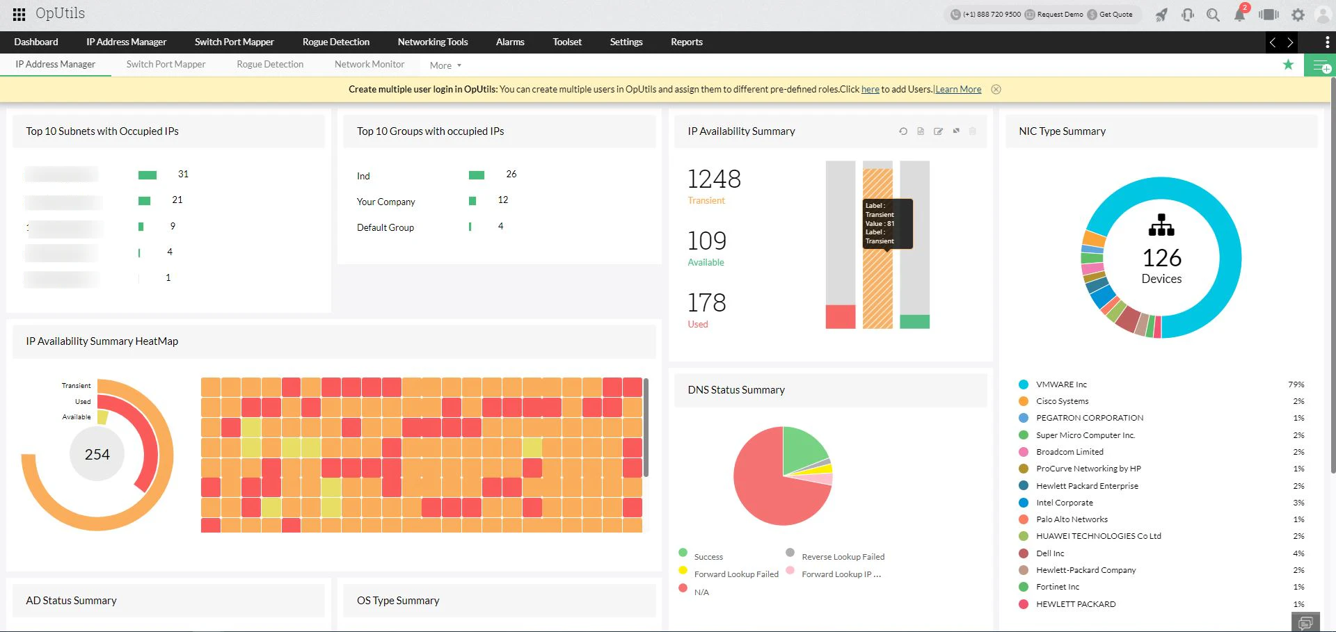 screenshot of ManageEngine OpUtils